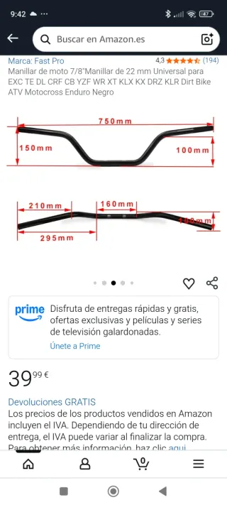 Manillar MBC Bike Enduro Moto