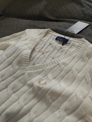 Jersey Fred Perry Mujer Blanco Pico