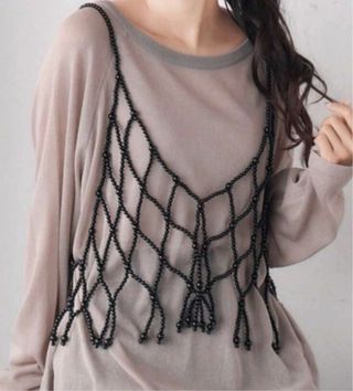 Chaleco artesanal negro talla única ( xs/s/m)