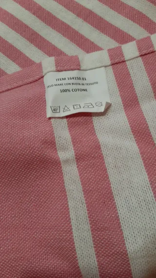 Tovaglia cotone bianco e rosa