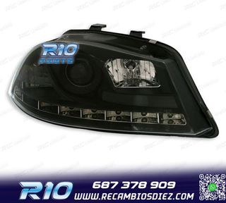 FAROS SEAT IBIZA CORDOBA 6L 02-08 LUZ DIURNA LED FONDO NEGRO
