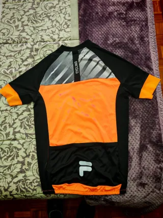 Maillot Ciclismo Fila Naranja y Negro.