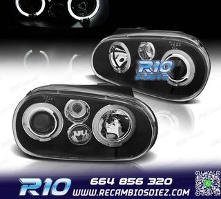 FAROS VOLKSWAGEN VW GOLF 4 OJOS ANGEL LED LOOK R32 FONDO NEG
