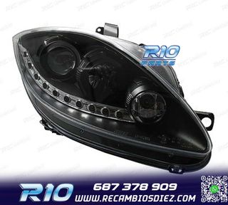 FAROS PARA SEAT LEON ALTEA TOLEDO 04-09 LUZ DIURNA LED FONDO