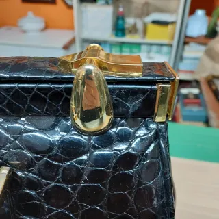 Borsa Vera Pelle Guido Borelli Nera 17x46x26cm