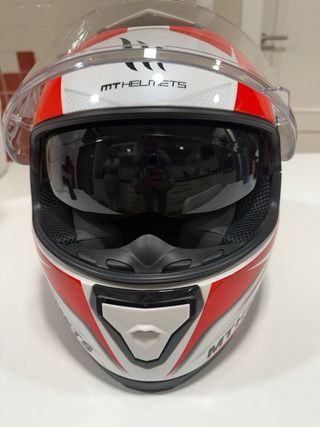 Casco Moto MT Thunder 3 Blanco/Rojo talla XS