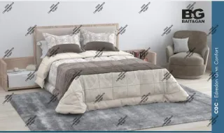 Edredón estampado + funda cojín