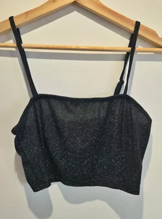 Top fiesta brillante negro/plata