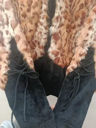 Chaqueta JATUNI Piel Leopardo y Negra Talla M