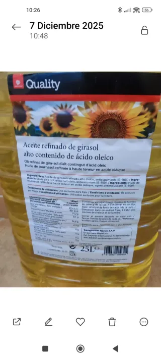 Aceite Girasol 25L Precintado