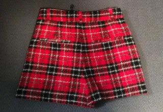 Falda pantalón cuadros tweed Zara Talla XS