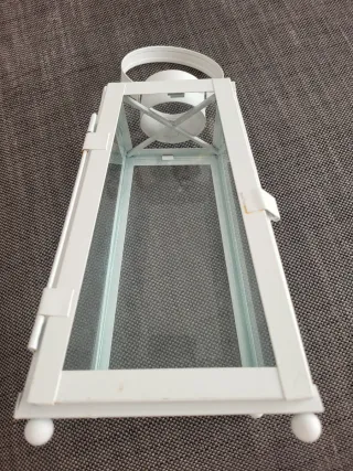 Lanterna bianca in vetro e metallo