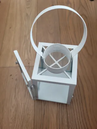 Lanterna bianca in vetro e metallo