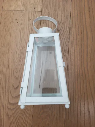 Lanterna bianca in vetro e metallo
