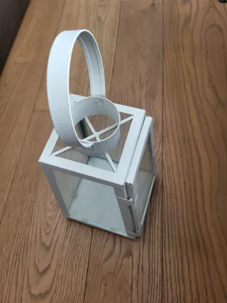 Lanterna bianca in vetro e metallo