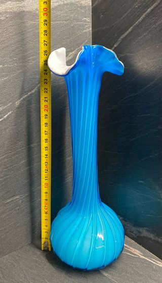 Vaso vintage vetro artistico blu anni '70