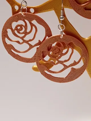 Pendientes Aro 3D Marrón y Dorado