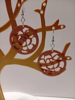 Pendientes Aro 3D Marrón y Dorado