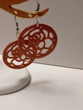 Pendientes Aro 3D Marrón y Dorado