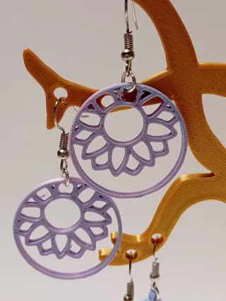 Pendientes Aro 3D Marrón y Dorado