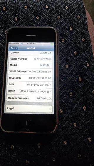 iPhone Apple 1 2G modelo A1203