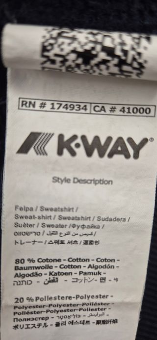 Felpa K-Way con cappuccio blu taglia L