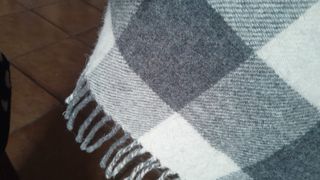 Mantella lana double face con cappuccio