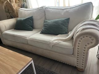 Sofá de 3 plazas beige blanco
