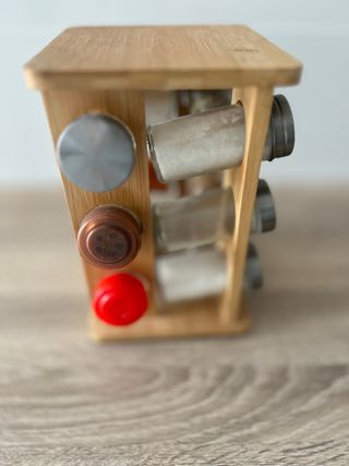 Especiero Giratorio de Bambú para 12 tarros.