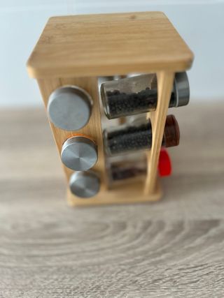 Especiero Giratorio de Bambú para 12 tarros.