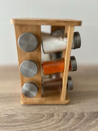 Especiero Giratorio de Bambú para 12 tarros.