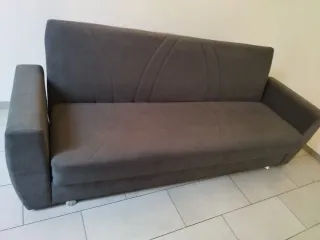 Divano letto grigio in tessuto