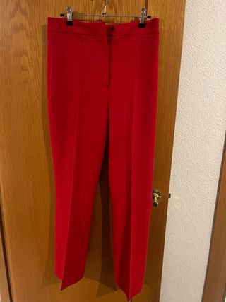 Pantalón Zara Rojo Talle Alto