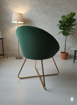 4 Sillas Diseño Retro Verde y Dorada.