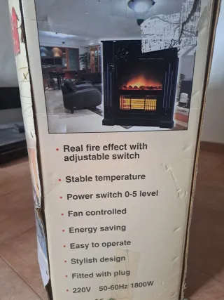 Estufa Eléctrica Chimenea Negra 1800W