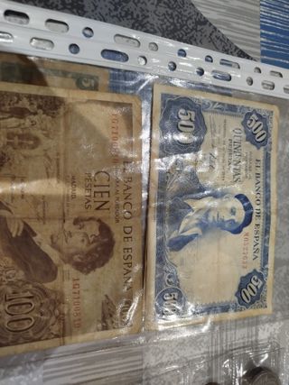 Billetes antiguos 500 y 100 Pesetas