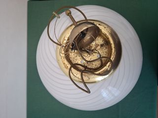Lampada a sospensione globo vetro swirl anni '70