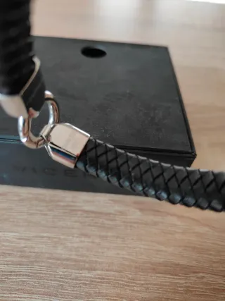 Pulsera Viceroy Cuero Trenzado Negra y Plata