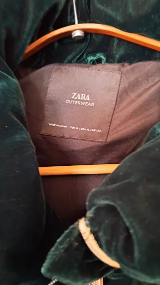 Chaquetón Zara Terciopelo Verde