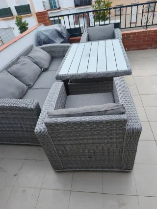 Conjunto de jardín gris y blanco