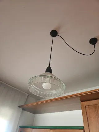 Coppia lampadari vetro verde chiaro