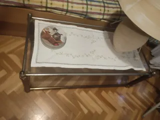 Mesa centro vintage años 70 ,cristal y metal