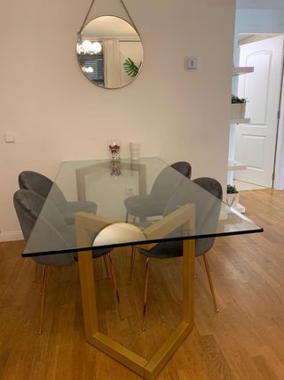 Mesa de oficina cristal/ dos archivadores