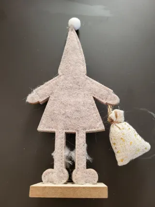 Gnomo decorativo legno e tessuto