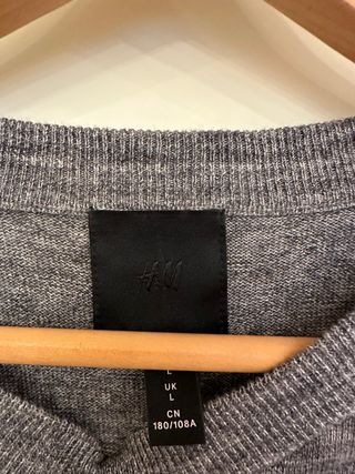 Maglione H&M Uomo Grigio Cotone Taglia L
