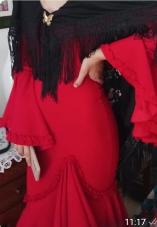Traje de flamenca rojo talla S