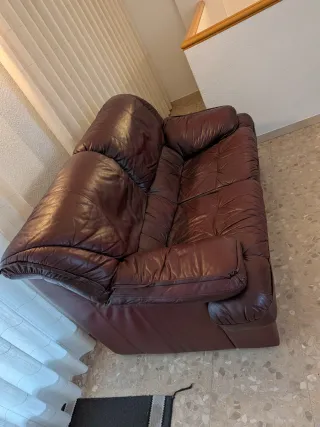 Sofá Tresillo 3+2 Piel Marrón