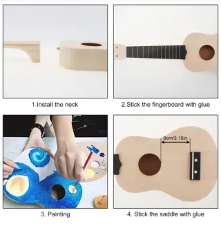 Kit de construcción de Ukulele Soprano 53cm