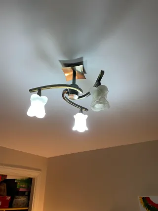 Lámpara de techo dorada y transparente