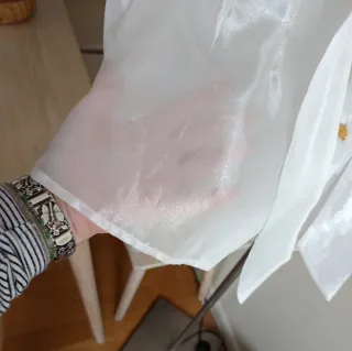 Blusa organza blanca con botones dorados